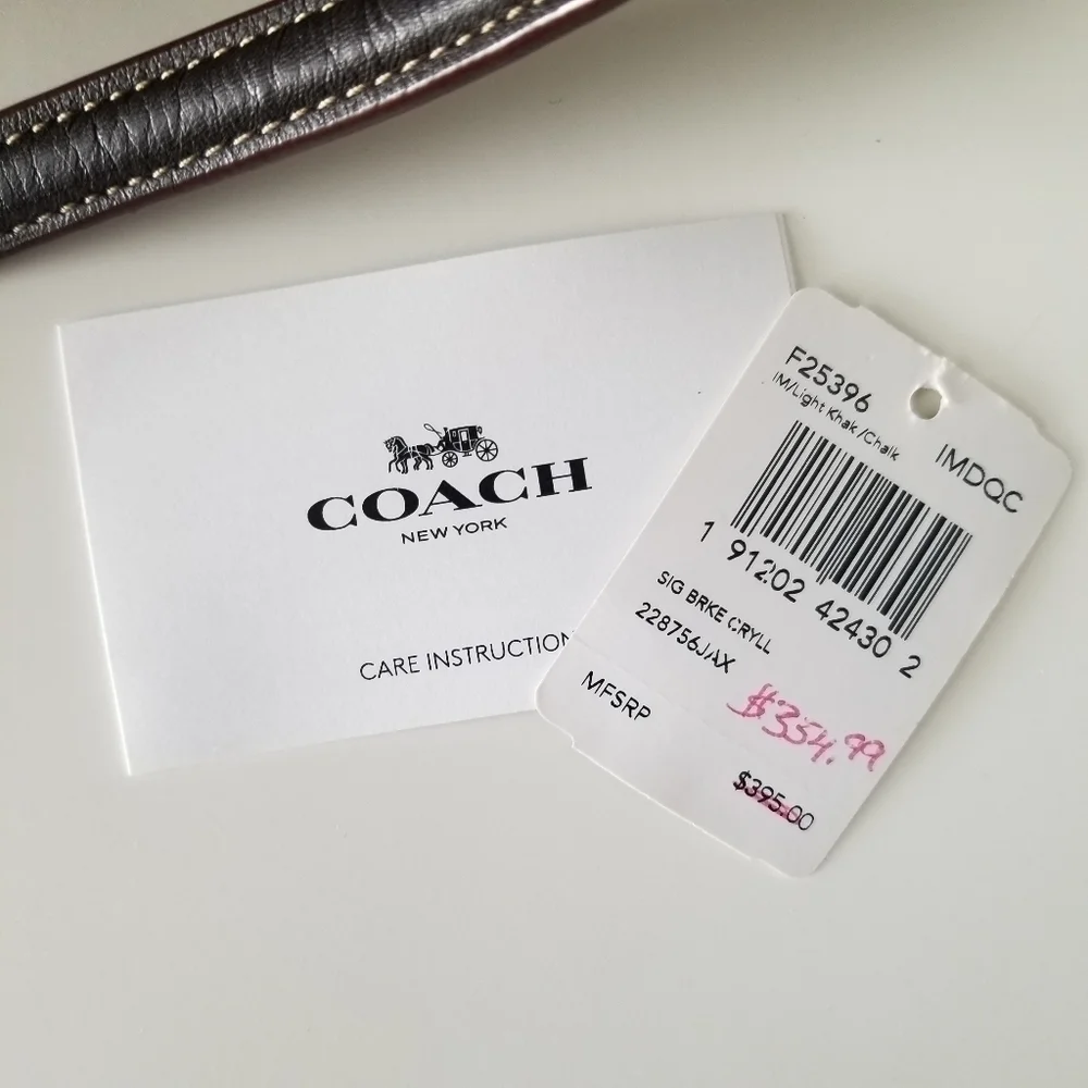 Coach Signature Canvas and Leather Brooke Carryall Purse Light Khaki/Chalk - Picture 14 of 16